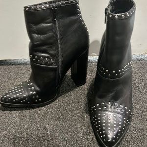 Windsor Smith black leather studded boots